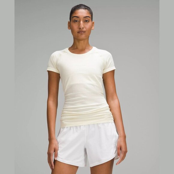 Lululemon Athletica Off white Swiftly Tech Short-Sleeve Shirt Size 6 2645 - Picture 4 of 11